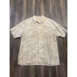 Tommy Bahama Men's Large Hawaiian Short Sleeve Shirt 100% Linen Tropical